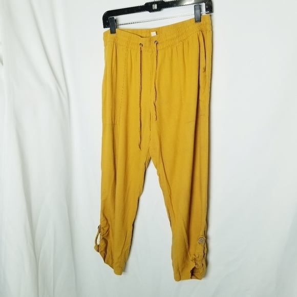 Jules and Leopold Yellow  Cropped Linen Blend Pull On Pants with Pockets sz L‎ - Picture 5 of 13